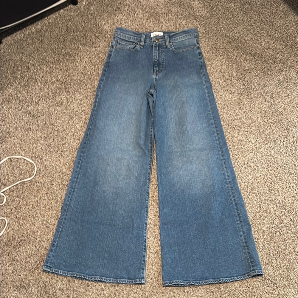 Frame Denim Blue Flare Wide-Leg Jeans